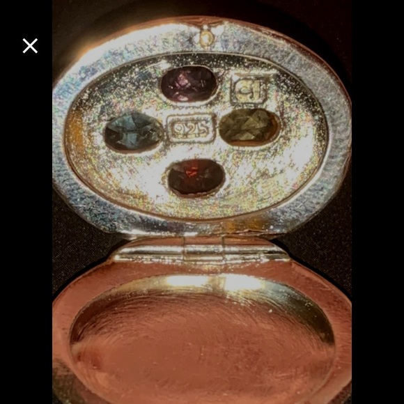 Sterling Silver Oval Locket with gemstones - Picture 3 of 4